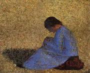Georges Seurat The Countrywoman sat on the Lawn USA oil painting artist